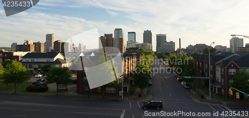 Image of Sunset Downtown City Skyline Birmingham Alabama Carraway Blvd