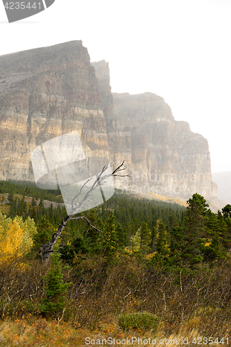 Image of Sun Brightens Fog Rocky Mountains Montana Western State USA