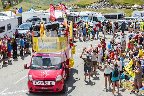 Image of Cofidis Vehicle in Alps - Tour de France 2015