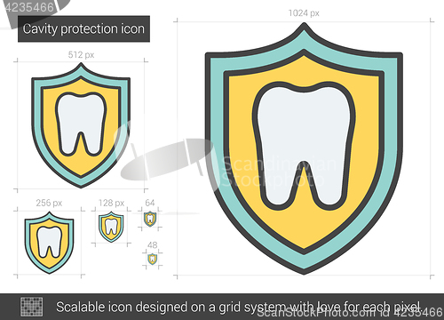 Image of Cavity protection line icon.