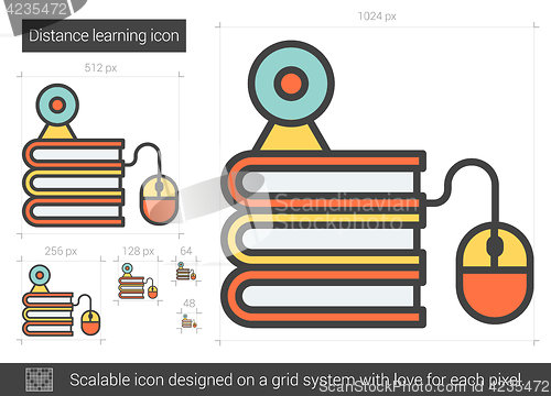 Image of Distance learning line icon.