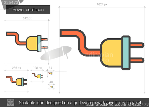 Image of Power cord line icon.