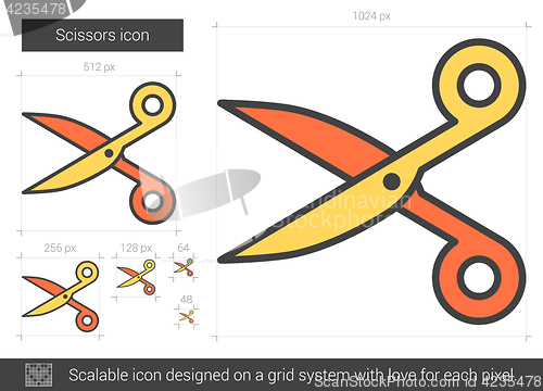 Image of Scissors line icon.