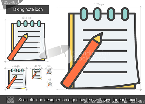 Image of Taking note line icon.