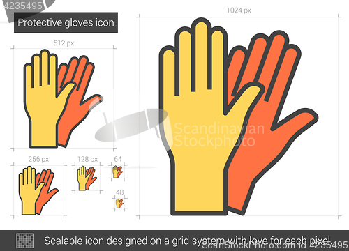 Image of Protective gloves line icon.