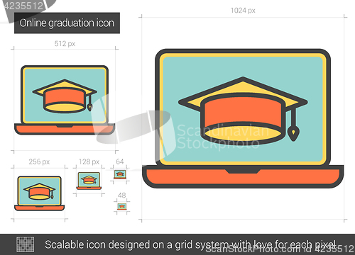 Image of Online graduation line icon.