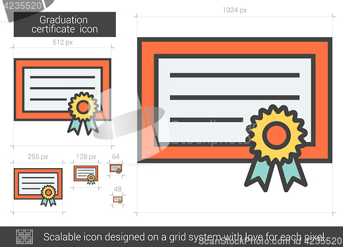 Image of Graduation certificate line icon.