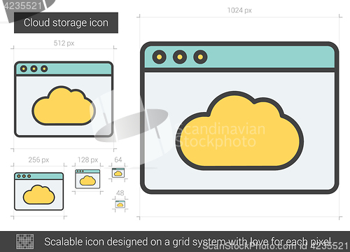 Image of Cloud storage line icon.