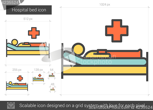 Image of Hospital bed line icon.