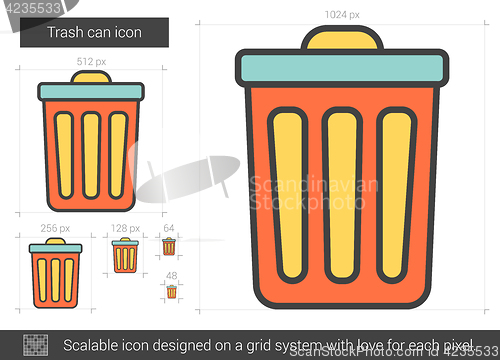 Image of Trash can line icon.