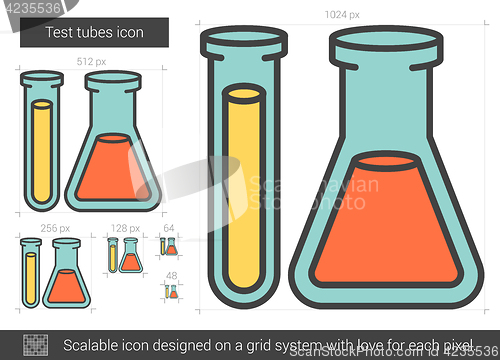 Image of Test tubes line icon.
