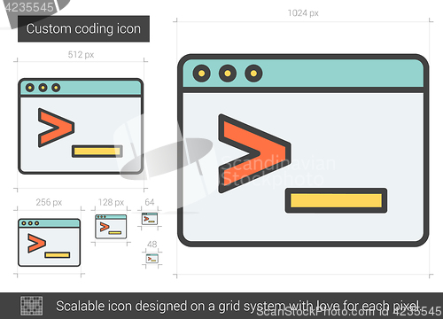 Image of Custom coding line icon.