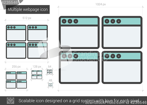 Image of Multiple webpage line icon.