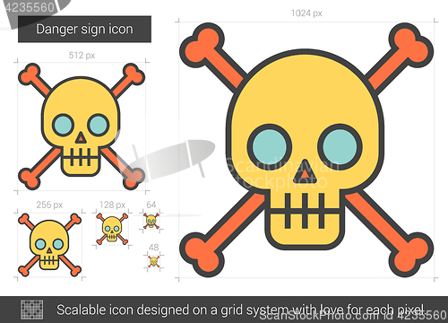 Image of Danger sign line icon.