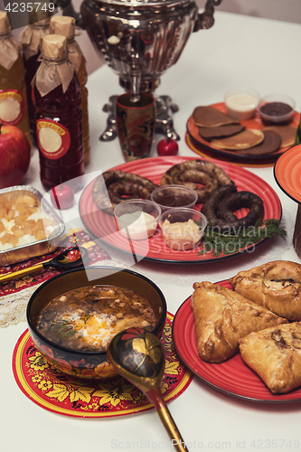 Image of Russian table with food