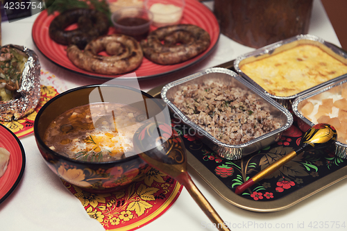 Image of Russian table with food