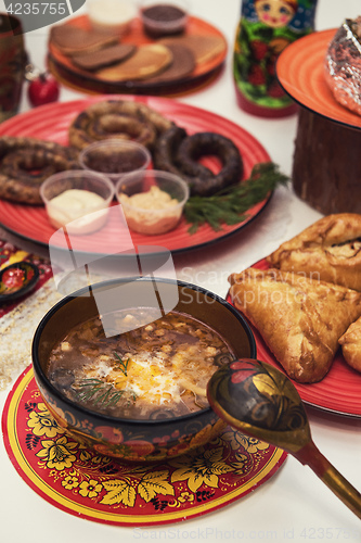 Image of Russian table with food