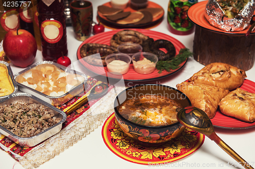 Image of Russian table with food