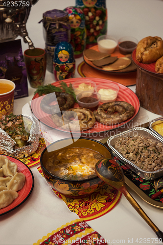 Image of Russian table with food