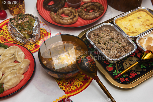 Image of Russian table with food