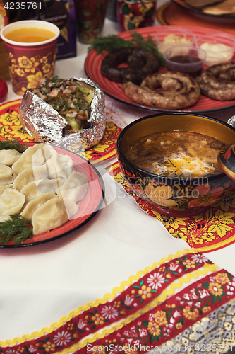 Image of Russian table with food