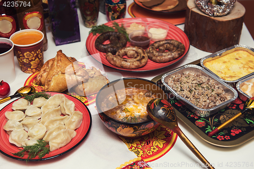 Image of Russian table with food