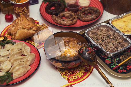 Image of Russian table with food