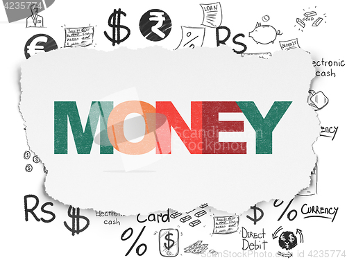Image of Banking concept: Money on Torn Paper background