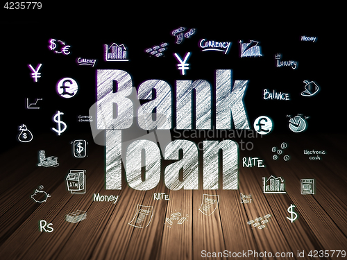 Image of Currency concept: Bank Loan in grunge dark room