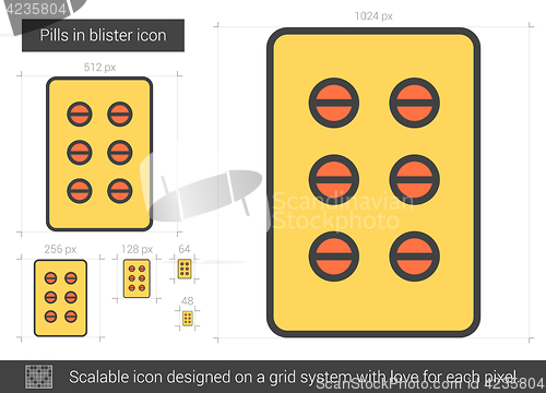 Image of Pills in blister line icon.