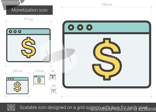 Image of Monetization line icon.