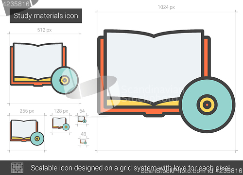 Image of Study materials line icon.