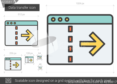 Image of Data transfer line icon.