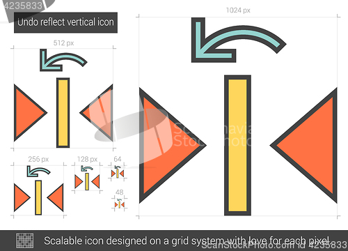 Image of Undo reflect vertical line icon.