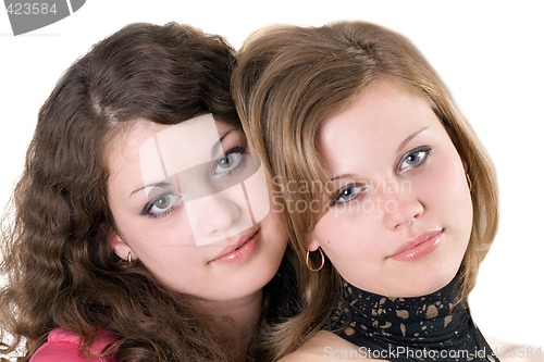 Image of Portrait of the two beauty young women. Isolated. 2