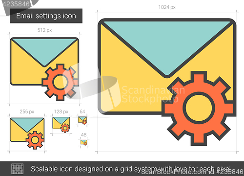 Image of Email settings line icon.