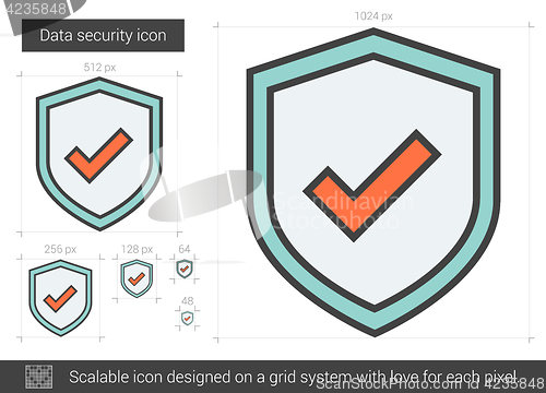 Image of Data security line icon.