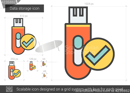 Image of Data storage line icon.