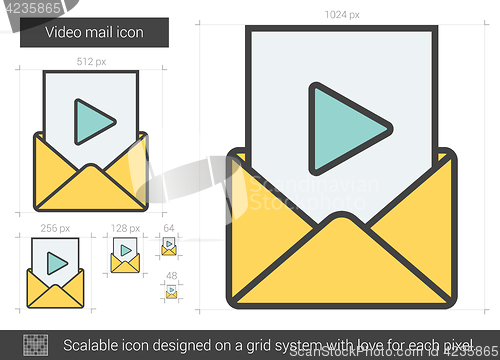 Image of Video mail line icon.
