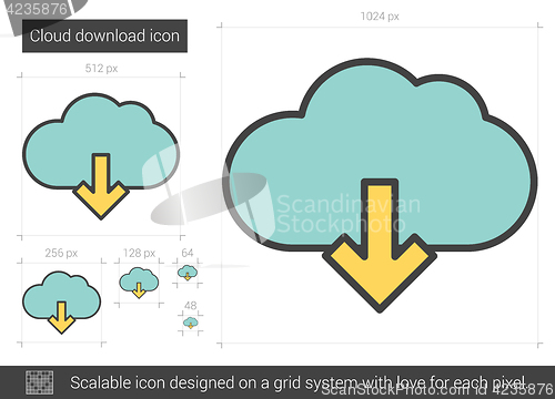 Image of Cloud download line icon.