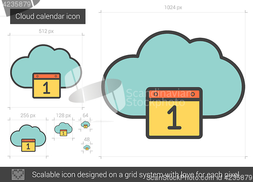 Image of Cloud calendar line icon.