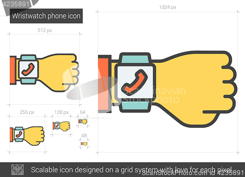 Image of Wristwatch phone line icon.