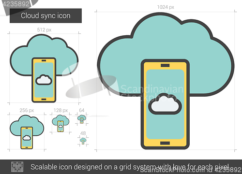 Image of Cloud sync line icon.