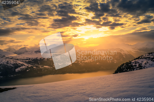 Image of Sunset above mountains