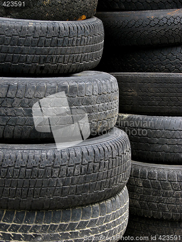 Image of Old useless tires stacked up
