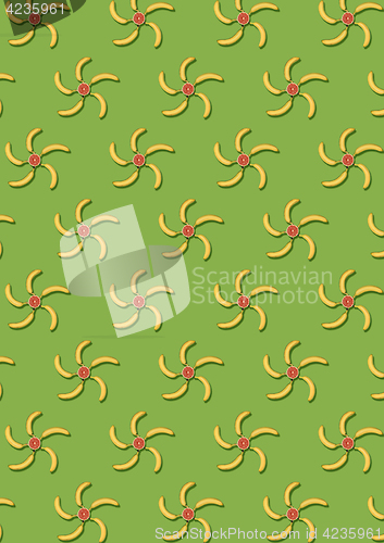 Image of The group of bananas against green background