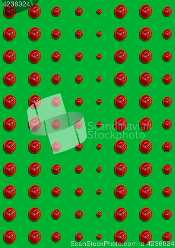 Image of The seamless pattern of cherry berries on green background