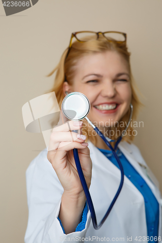 Image of Beautiful girl in medical dressing