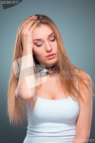 Image of The young woman\'s portrait with Seductive emotions