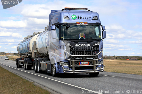 Image of Customized Next Generation Scania Tanker on the Road